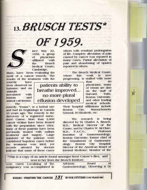 Brusch Lab Tests on 8 Herb Essiac Tea